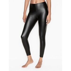 Victorias Secret Vegan Faux Leather Leggings Size 2 Solid Black High Liquid Look